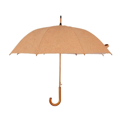Eco-Friendly Protection Cork Umbrella with Wooden Shaft and Handle 105cm Open Diameter