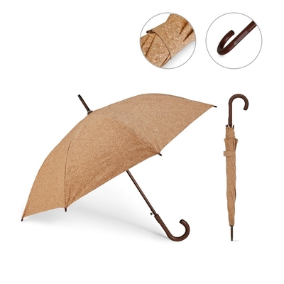 Eco-Friendly Protection Cork Umbrella with Wooden Shaft and Handle 105cm Open Diameter