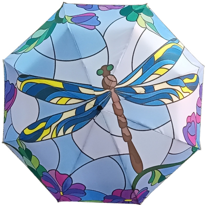 DIY Custom Design Dragonfly Animal Pattern Three-folding Umbrella with Black Coating