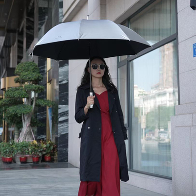 Golf Straight Windproof Umbrella for Agile Supply Chain Customization in Titanium Silver