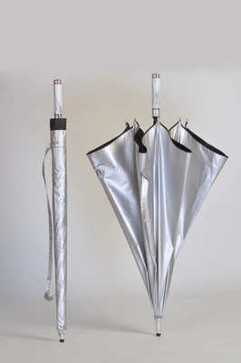 Golf Straight Windproof Umbrella for Agile Supply Chain Customization in Titanium Silver