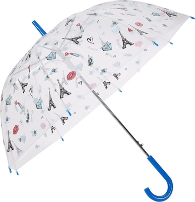 Children's Back to School Basics Transparent Bubble Stars Umbrella with Hook Handle