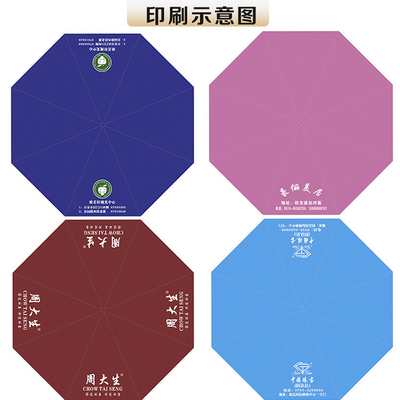 Custom Logo Print 7K 3 Folding Umbrella with Plastic Handle and 94cm Open Diameter
