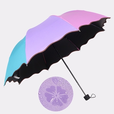 Folding Umbrella with Flowers Bloom Effect Metal Shaft Magic Changing Colors All in 1
