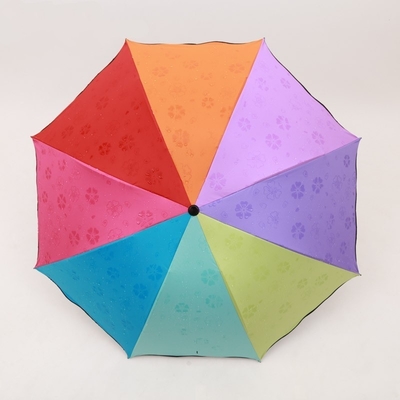 Folding Umbrella with Flowers Bloom Effect Metal Shaft Magic Changing Colors All in 1