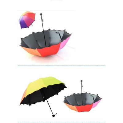 Folding Umbrella with Flowers Bloom Effect Metal Shaft Magic Changing Colors All in 1