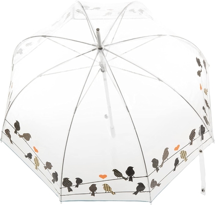 Custom Printed Logo or Pattern Clear Dome Umbrella for Lady 23inch 8k Black Metal Frame