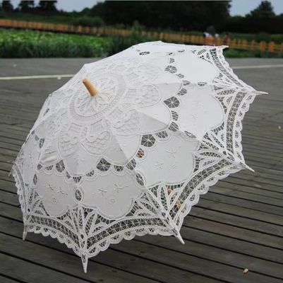 Wedding Decoration Battenburg Lace Umbrella with Customized Logo and Fiberglass Frame
