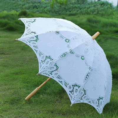 Wedding Decoration Battenburg Lace Umbrella with Customized Logo and Fiberglass Frame