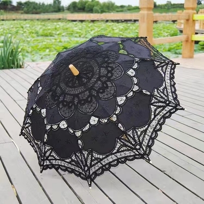 Wedding Decoration Battenburg Lace Umbrella with Customized Logo and Fiberglass Frame