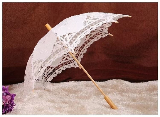 Wedding Decoration Battenburg Lace Umbrella with Customized Logo and Fiberglass Frame