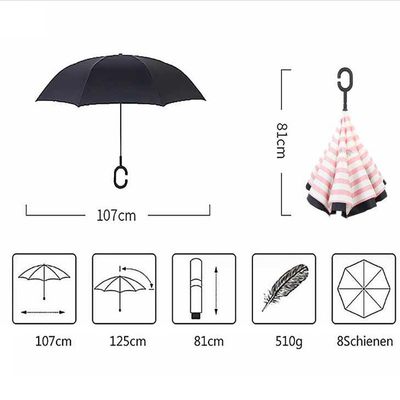 Straight Umbrella 8K 23inch 190T Pongee Inverted Double Layer C Handle Manual Open