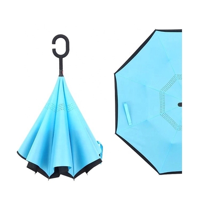 Colorful 23inch 8k 190T Pongee Personalized Compact Inverted Reverse C Handle Umbrella