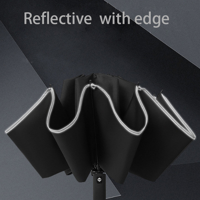Black Metal Shaft Reverse Umbrellas with Logo Prints and Automatic Function