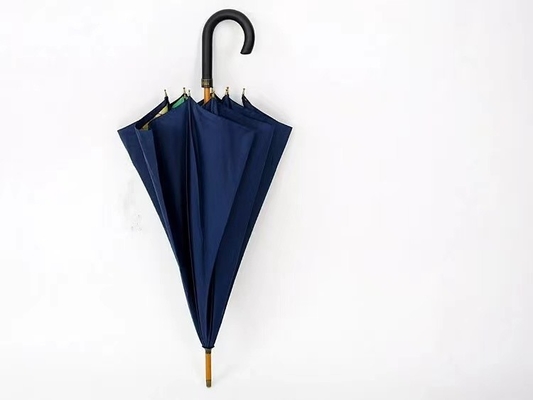 Minimalist Design Style Printed Double Umbrella with Wooden Shaft and Hook Handle