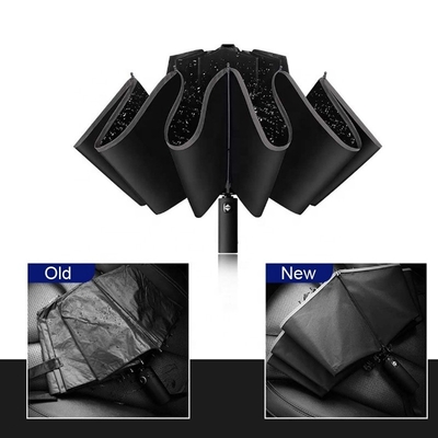 Rubber Coated Handle Portable Windproof UV Folding Reverse Inverted Umbrella with Logo Printing
