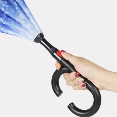 Adults Windproof Upside down C shape Inverted Reverse Umbrella with Pongee Panel