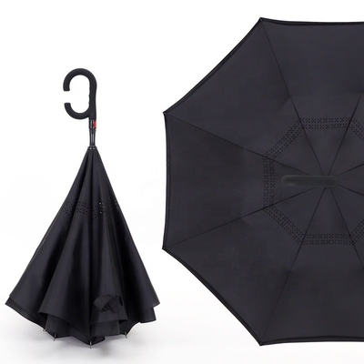 Adults Windproof Upside down C shape Inverted Reverse Umbrella with Pongee Panel