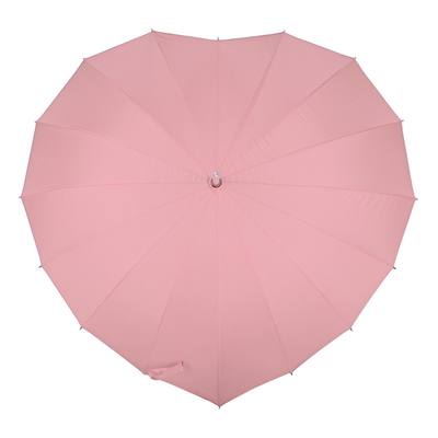 Adults Creative Bright Red Heart-Shaped Sunshade Long Handle Umbrella for Wedding