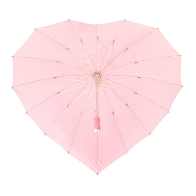 Adults Creative Bright Red Heart-Shaped Sunshade Long Handle Umbrella for Wedding