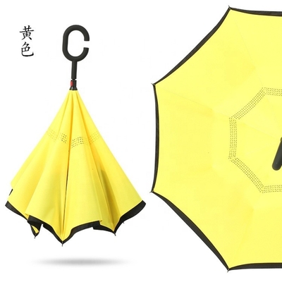 190T Ponegee Fabric Custom Double Layer C Shape Handle Inverted Umbrella with Logo Prints