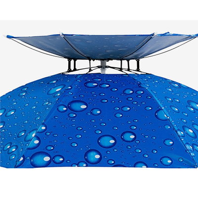 Plastic Handle Double Layers Fishing Hat Umbrella for Hiking and Beach Activities
