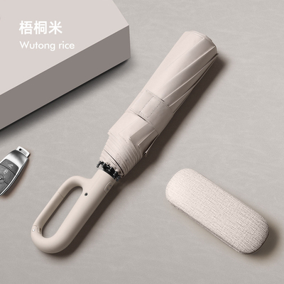 Product Unique Design Customized Logo Auto Umbrella with Buckle Hook Loop Lock Handle