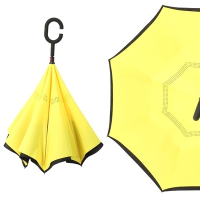 Windproof Double Layer Reverse Umbrella Foldable Reversible Automatic C-Standing Umbrella
