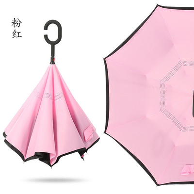 Windproof Double Layer Reverse Umbrella Foldable Reversible Automatic C-Standing Umbrella