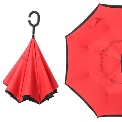 Windproof Double Layer Reverse Umbrella Foldable Reversible Automatic C-Standing Umbrella