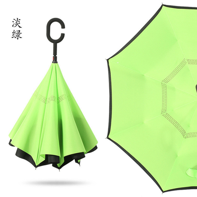 Windproof Double Layer Reverse Umbrella Foldable Reversible Automatic C-Standing Umbrella