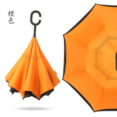 Windproof Double Layer Reverse Umbrella Foldable Reversible Automatic C-Standing Umbrella