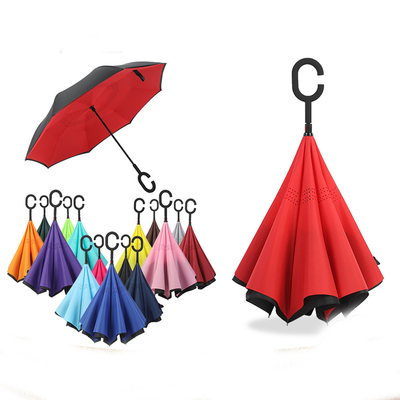 Advertising Umbrella with C-Shaped Handle Anti-UV Waterproof Reverse Straight Umbrella