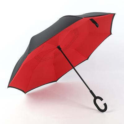 Advertising Umbrella with C-Shaped Handle Anti-UV Waterproof Reverse Straight Umbrella