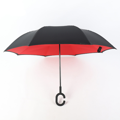 Advertising Umbrella with C-Shaped Handle Anti-UV Waterproof Reverse Straight Umbrella