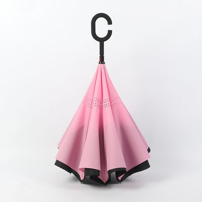 Advertising Umbrella with C-Shaped Handle Anti-UV Waterproof Reverse Straight Umbrella