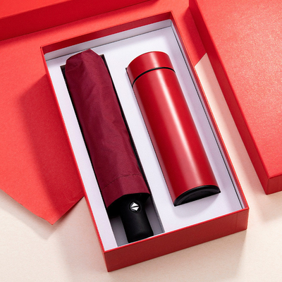 Custom Logo Umbrella Vacuum Cup and Trophy Ideal Business Gift Set for Every Occasion