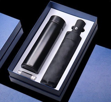 Custom Logo Umbrella Vacuum Cup and Trophy Ideal Business Gift Set for Every Occasion