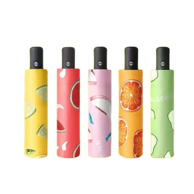 Custom Logo Printing Super Waterproof Portable Solid Color 3 Folding Auto Open Umbrella