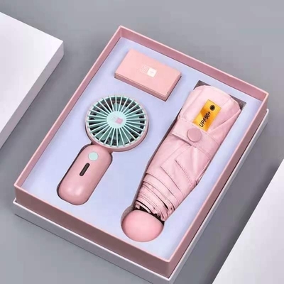 Umbrella Gift with Custom Box All in 1 Function USB Rechargeable Mini Portable Fan