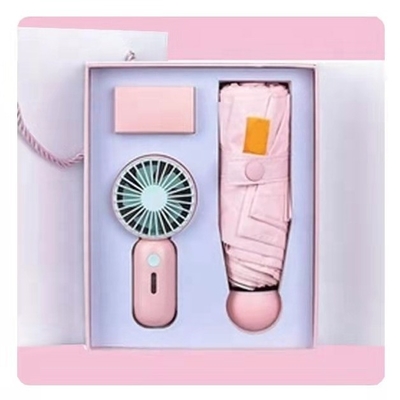 Umbrella Gift with Custom Box All in 1 Function USB Rechargeable Mini Portable Fan