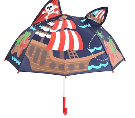 Open Diameter 90cm 19inch 8K 190T Pongee Kids Umbrella with Ears Personalized and Cute