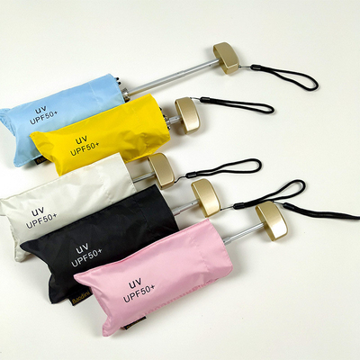 Travel in Style with Super Mini Pocket Anti UV Umbrella Golden Metal fiberglass Ribs