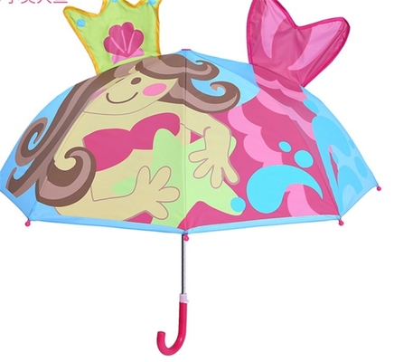 Open Diameter 90cm 19inch 8K 190T Pongee Kids Umbrella with Ears Personalized and Cute