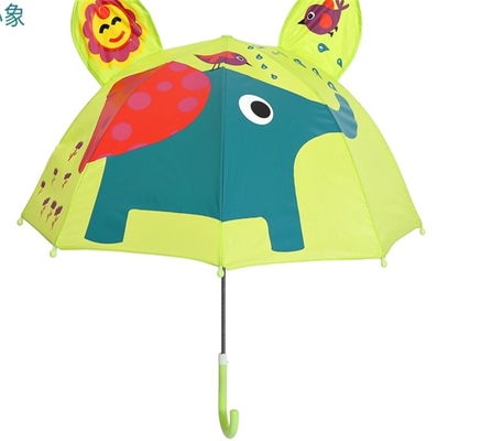 Open Diameter 90cm 19inch 8K 190T Pongee Kids Umbrella with Ears Personalized and Cute