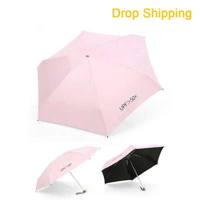 Drop Shipping Black UV Coating Pongee Mini Capsule Pocket Umbrella for Sun Protection