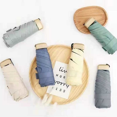 Customer's Logo Printing Folding Umbrella UV Protection Clear Sunshade Five Fold Mini