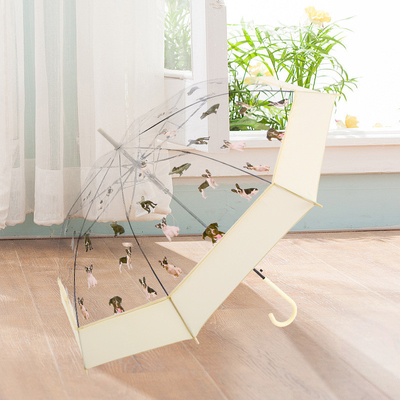 Transparent Umbrella with Long Handle and Straight Pole Can Print Advertising Logo