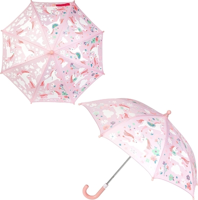 8K Hook Handle Children's Umbrella PVC Fabric with Colour Change Cute and Cool Design