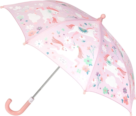 8K Hook Handle Children's Umbrella PVC Fabric with Colour Change Cute and Cool Design